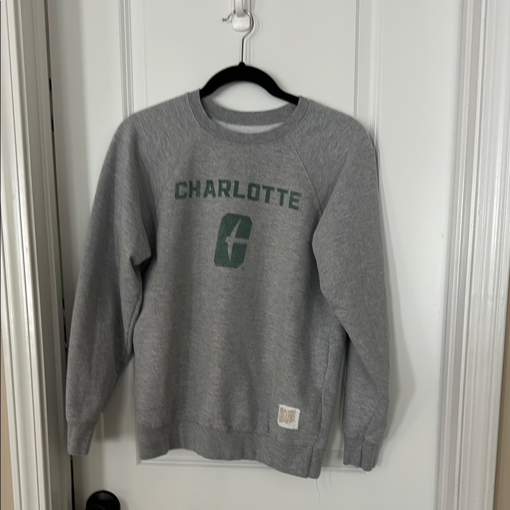Retro Brands UNC Charlotte sweatshirt in a small grey with green lettering